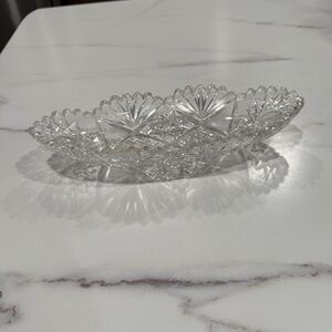 Vintage American Brilliant Period Cut Glass Oval Bowl
